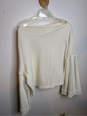 We The Free Cream Waffle Knit Cropped Top